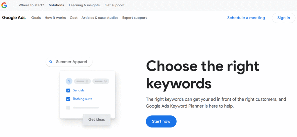 Google keyword planner