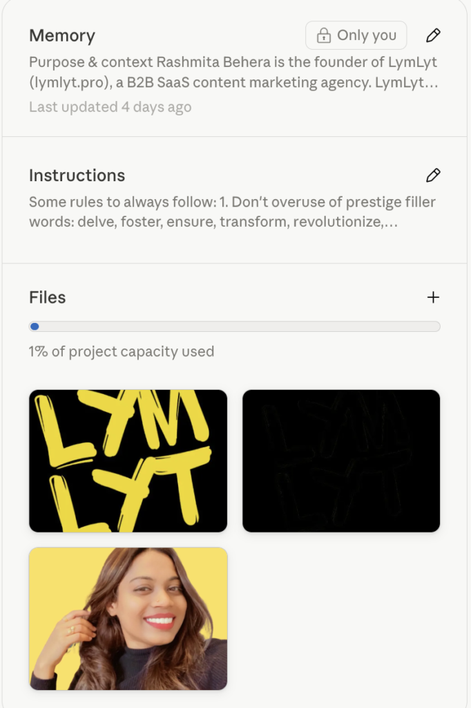 claude memory and files for project