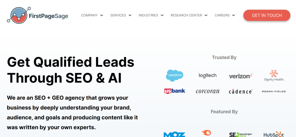 best B2B SEO agencies - FirstPageSage