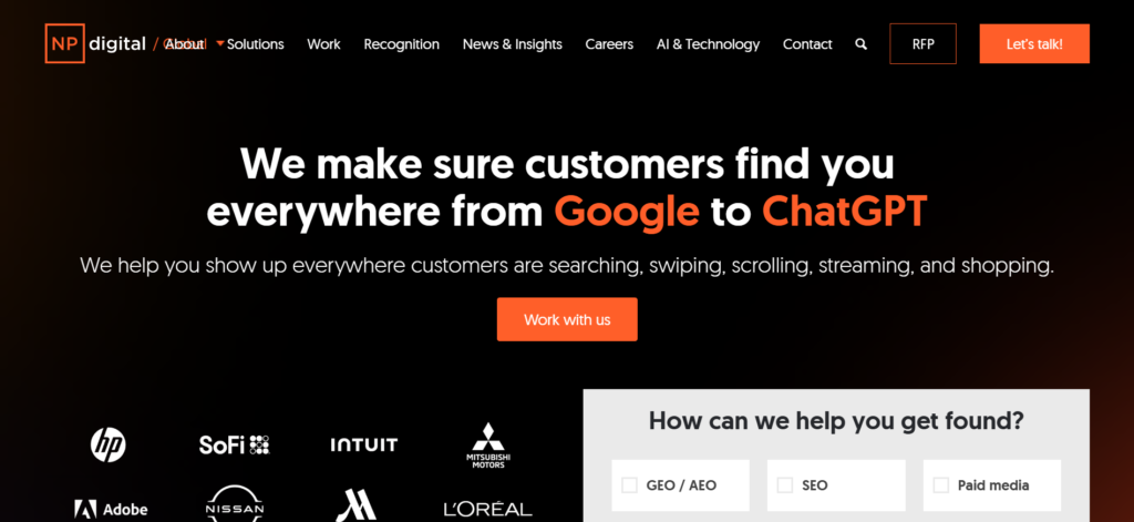 Best AI marketing agencies - NP digital website