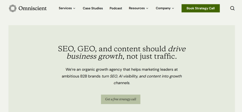 SaaS content marketing agencies - Ominiscent website