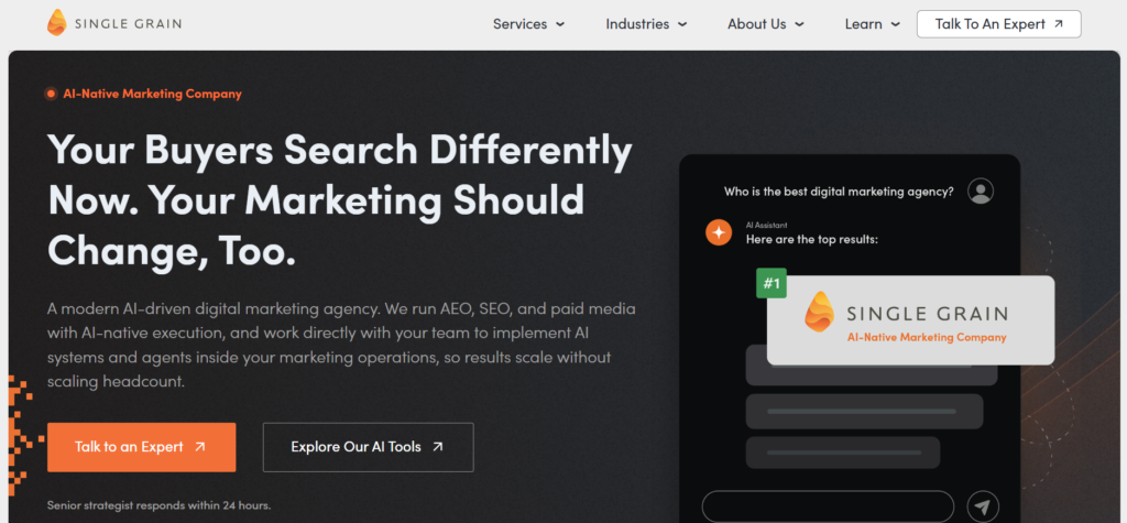 Best AI marketing agencies - Singlegrain website