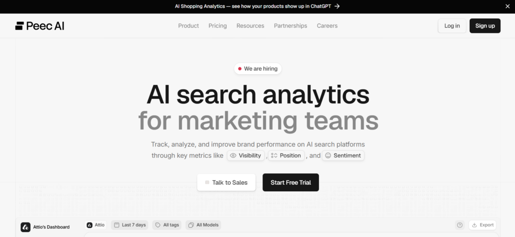 Best AI Visibility Tracking Tools - Peec AI