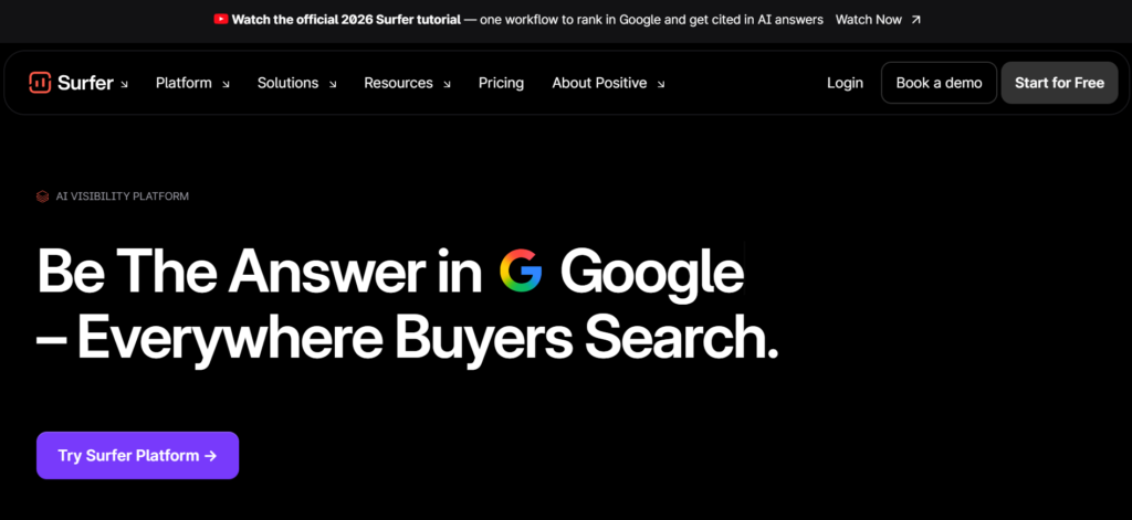 AI writing tools for B2B SaaS
- surferSEO