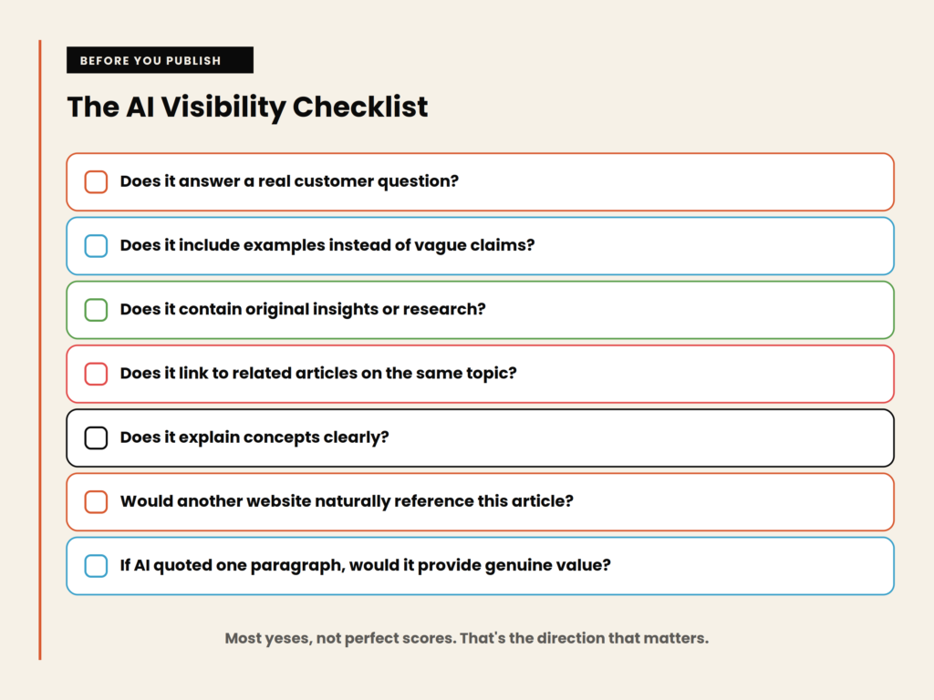 practical checklist for AI visibility