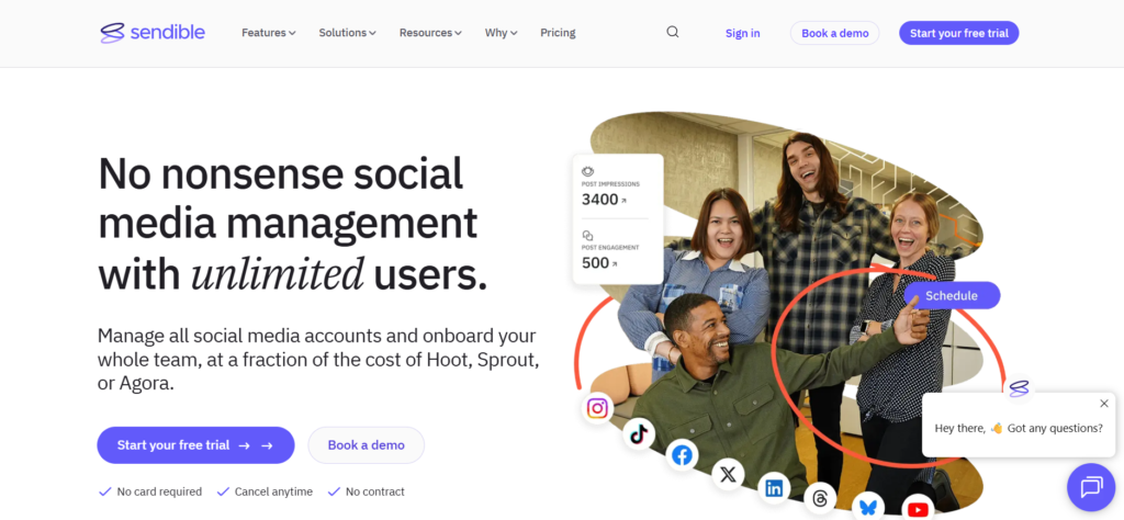 social media scheduling tools - Sendible
