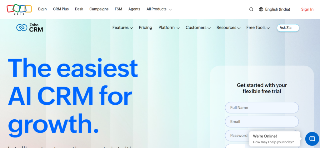 CRM tools for B2B SaaS - Zoho CRM