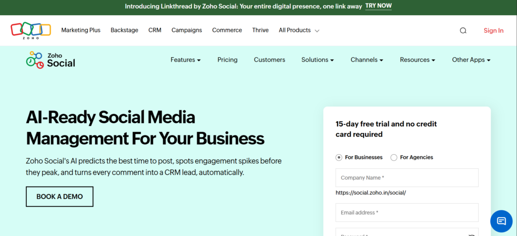 social media scheduling tools - Zoho Social
