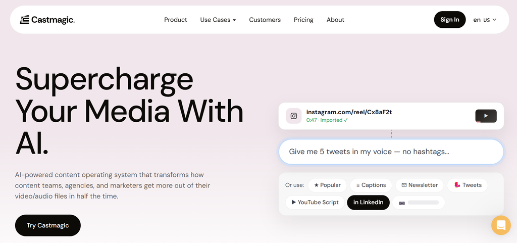 AI content repurposing tools : Castmagic