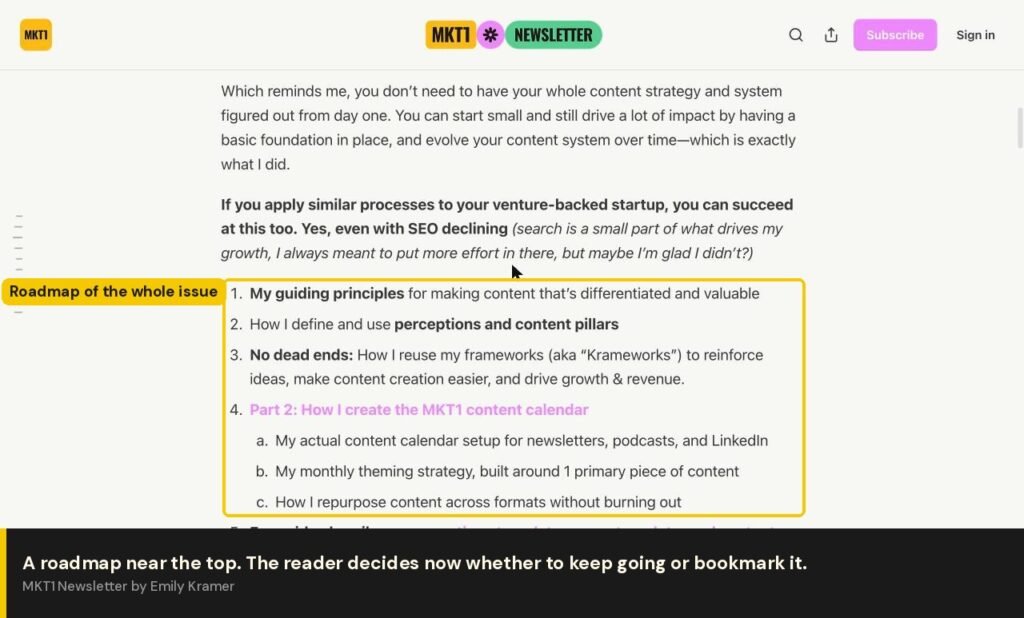 MKT1 roadmap listing what is in this issue and in part two