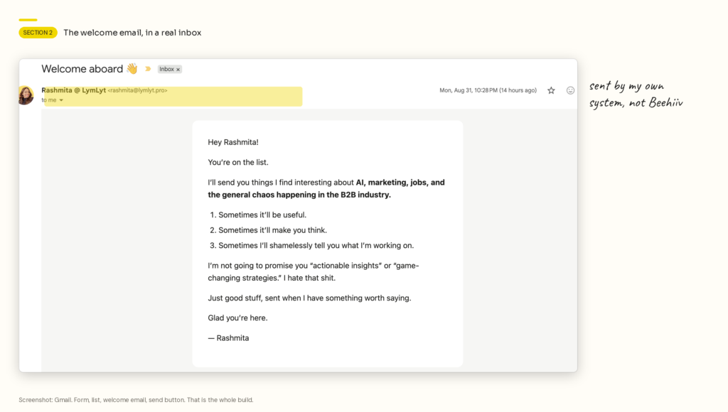 LymLyt welcome email in an inbox