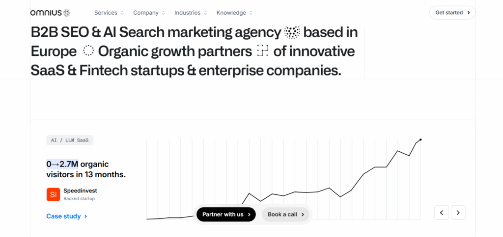 Omnius homepage, a B2B SEO agency for SaaS, fintech and AI companies