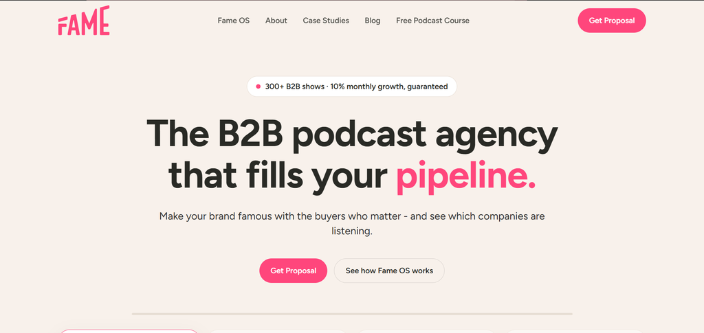 Content repurposing agency - Fame.so Homepage