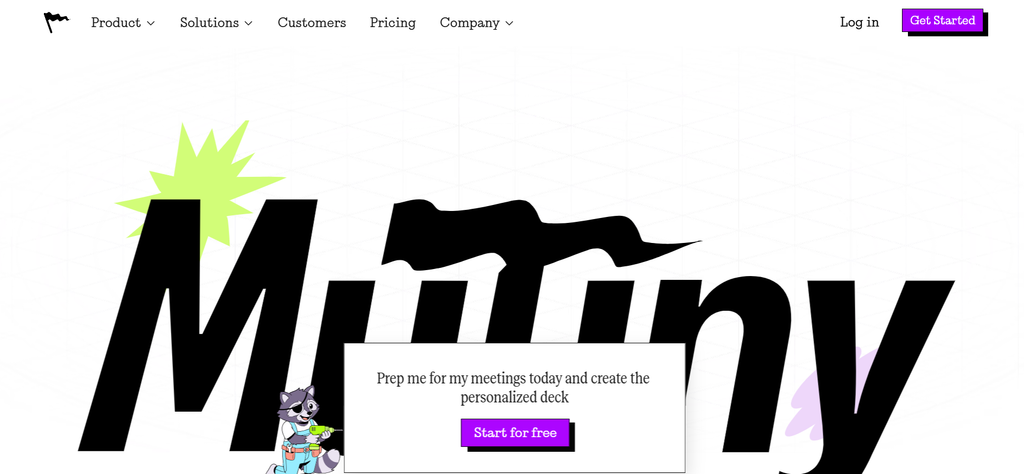 Mutiny homepage, a tool for building personalized pages for target accounts