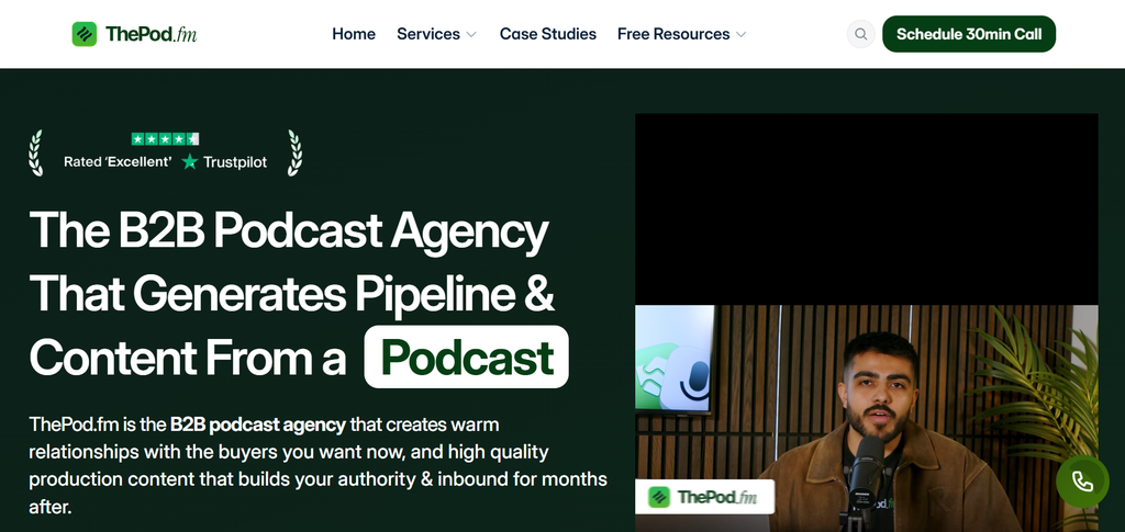 Content repurposing agency - The POD.fm homepage