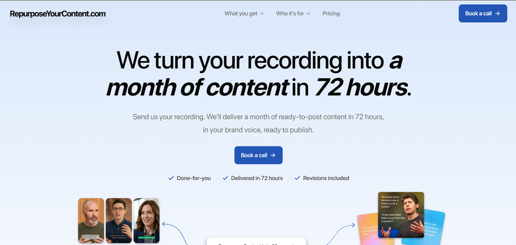 Content repurposing agencies - RepurposeYourContent Homepage