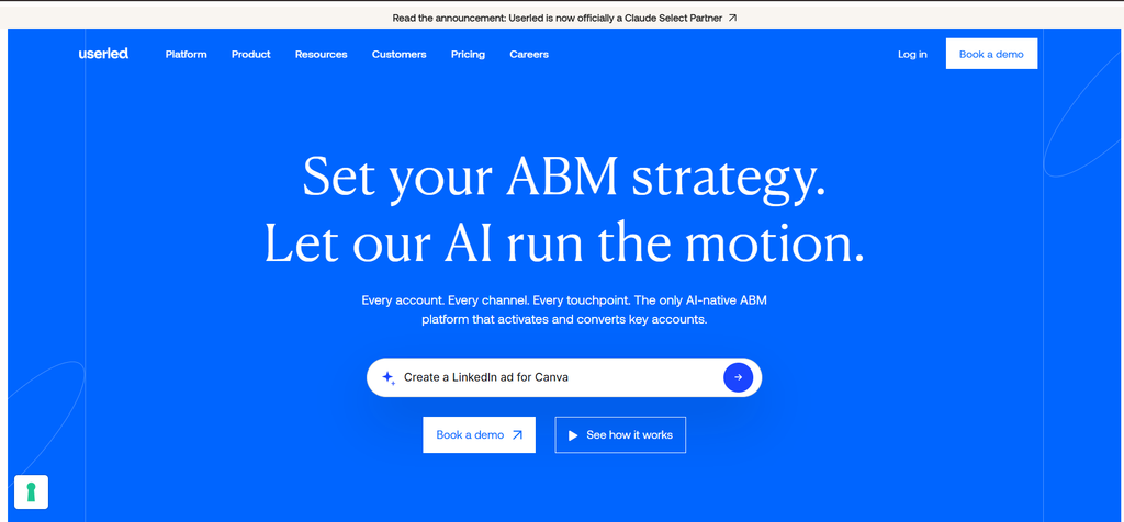 Userled homepage, a platform for personalized ABM microsites and LinkedIn ads