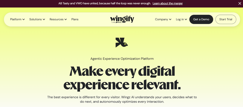 Wingify Personalize page, formerly VWO, offering rules-based personalization with testing